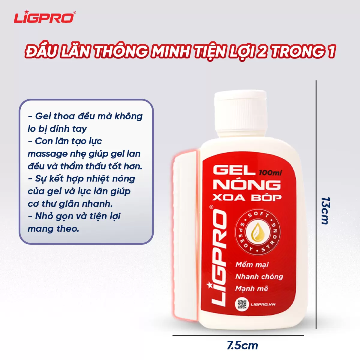 Gel Nóng Xoa Bóp Ligpro Giảm Đau Cổ Vai Gáy Giúp Thư Giãn Cơ 100ML