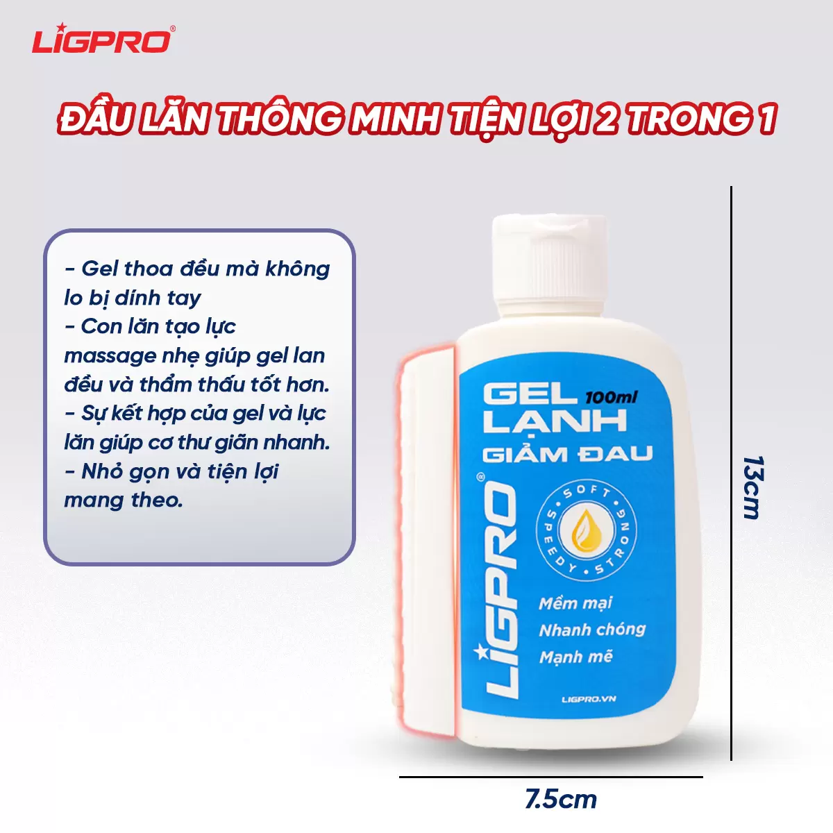 Gel Lạnh Giảm Đau Ligpro Giảm Đau Nhức Hiệu Quả Chiết Xuất Thảo Dược Từ Thiên Nhiên 100ML