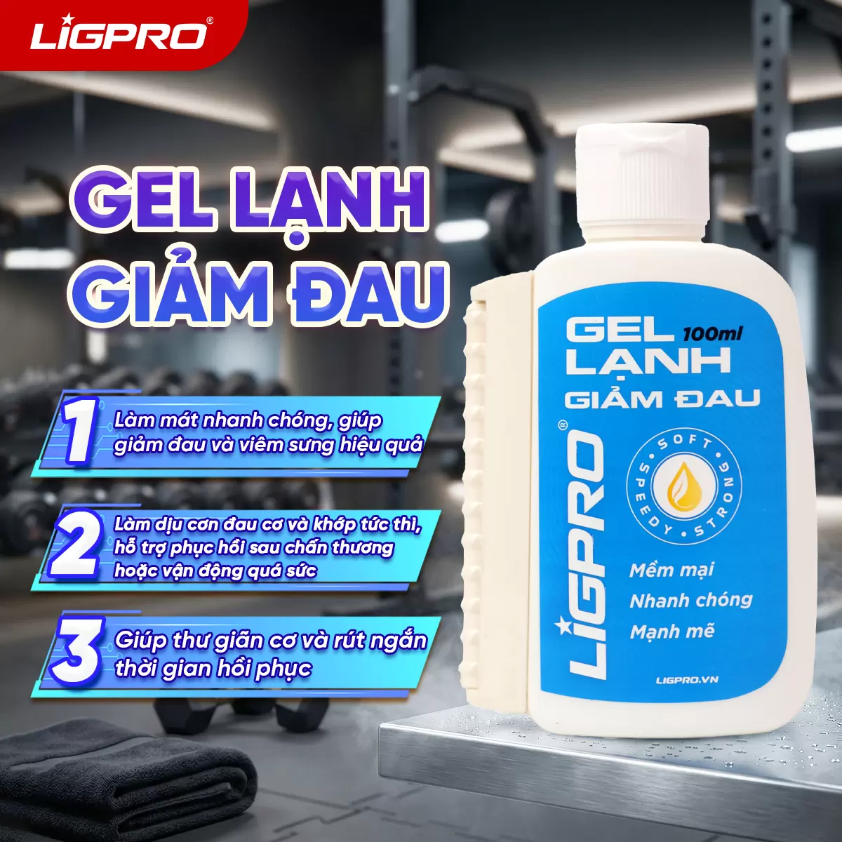 Gel Lạnh Giảm Đau Ligpro Giảm Đau Nhức Hiệu Quả Chiết Xuất Thảo Dược Từ Thiên Nhiên 100ML
