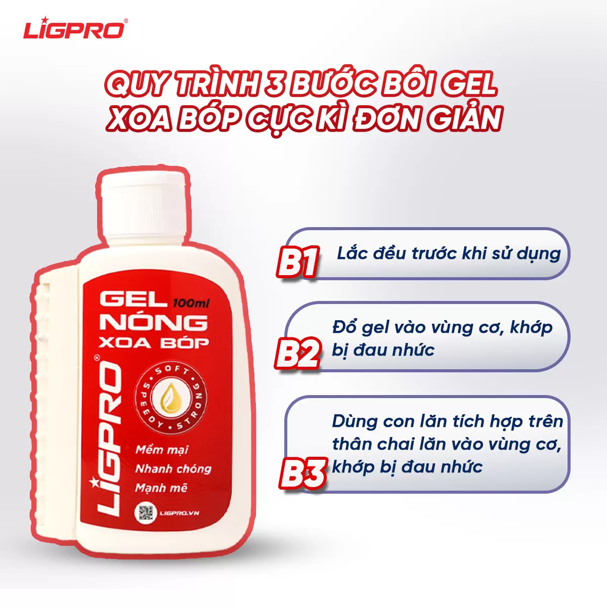 Gel Nóng Xoa Bóp Ligpro Giảm Đau Cổ Vai Gáy Giúp Thư Giãn Cơ 100ML