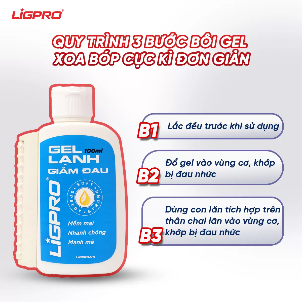 Gel Lạnh Giảm Đau Ligpro Giảm Đau Nhức Hiệu Quả Chiết Xuất Thảo Dược Từ Thiên Nhiên 100ML