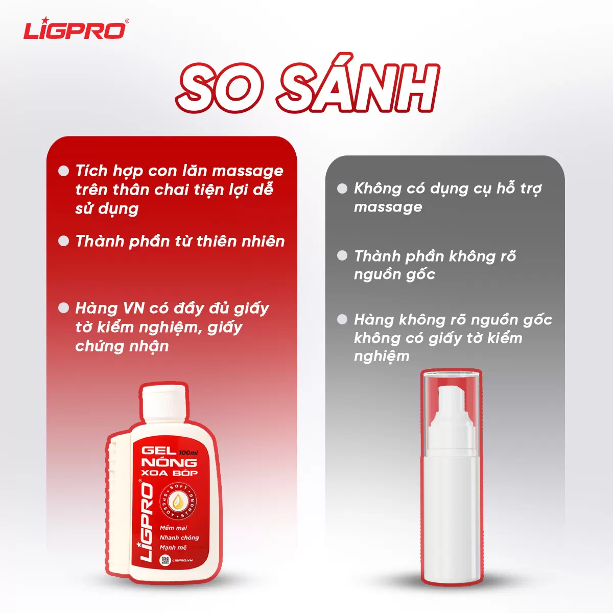 Gel Nóng Xoa Bóp Ligpro Giảm Đau Cổ Vai Gáy Giúp Thư Giãn Cơ 100ML