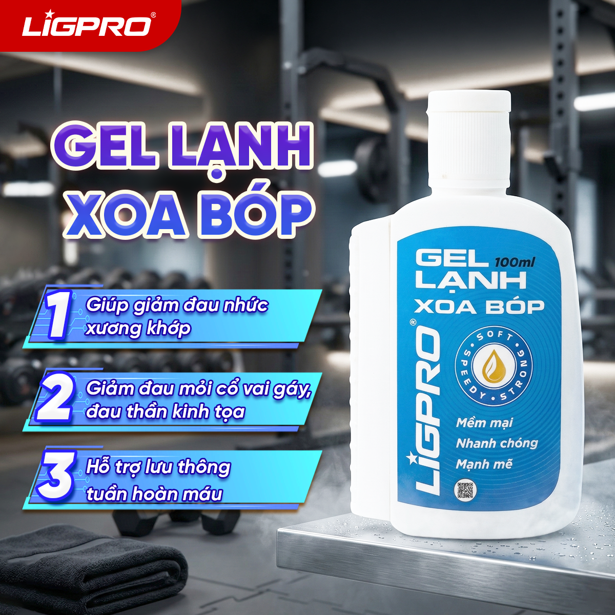 Gel Lạnh Ligpro Giảm Đau Nhức Hiệu Quả Chiết Xuất Thảo Dược Từ Thiên Nhiên 100ML Dạng Gel