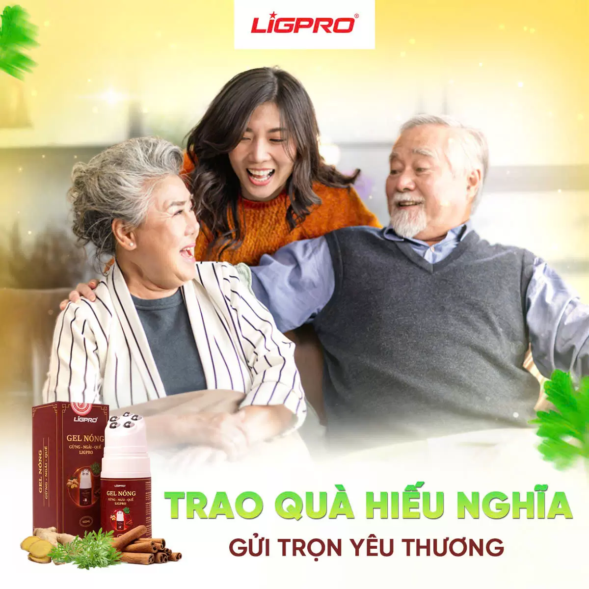 Con Lăn Massage Ligpro Gừng Ngải Quế Giảm Đau Mỏi Cơ Hỗ Trợ Lưu Thông Khí Huyết