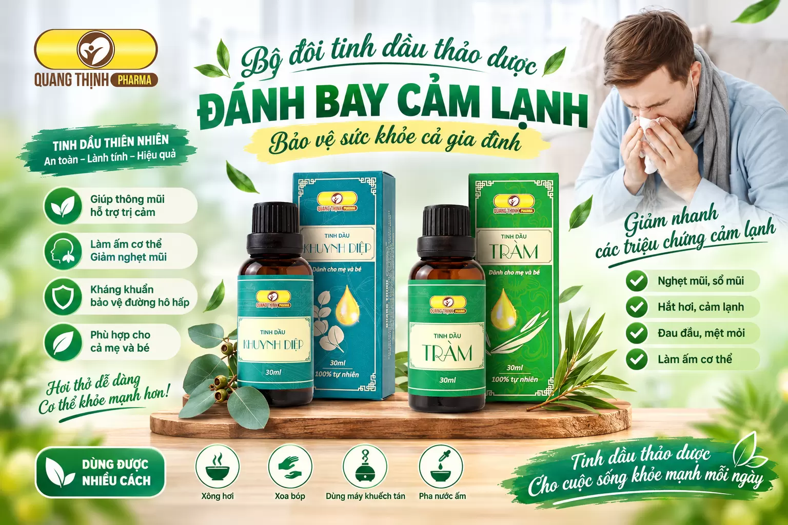 Tinh Dầu Khuynh Diệp Hay Tinh Dầu Tràm Tốt Hơn Cho Việc Xông Mũi Trị Cảm?