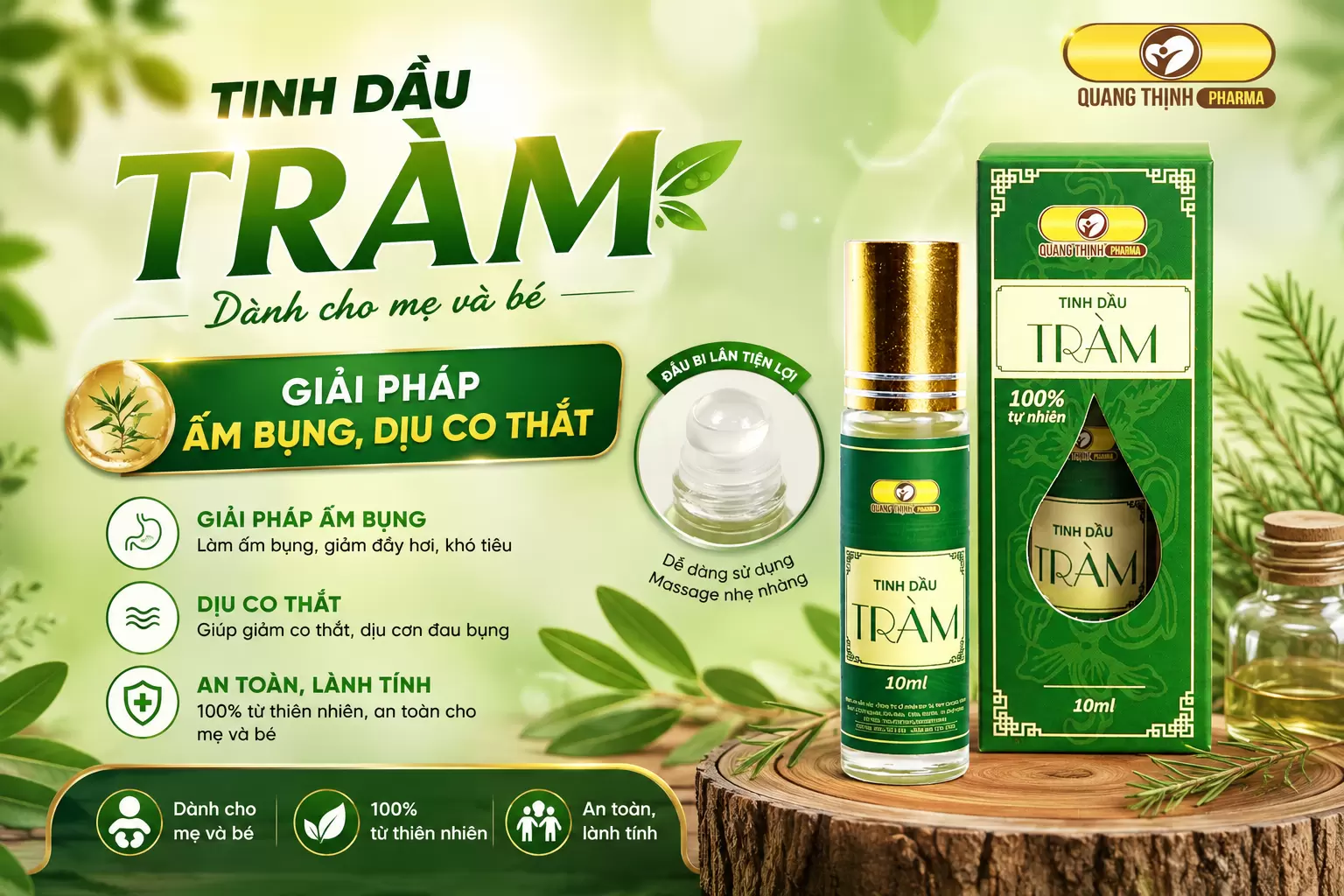 Tinh Dầu Tràm Đau Bụng – Giải Pháp Ấm Bụng, Dịu Co Thắt Ngày Mưa Bão