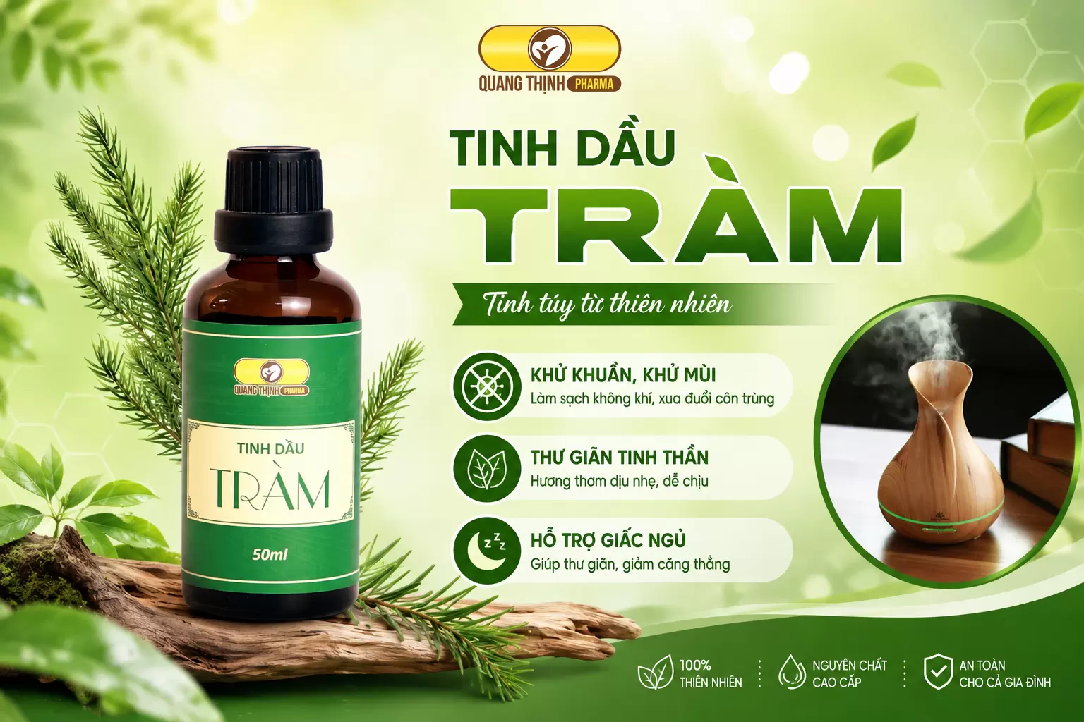 “Lá Chắn” Tự Nhiên Bảo Vệ Bé Khỏi Gió Lạnh & Điều Hòa: Tinh Dầu Tràm Quang Thịnh